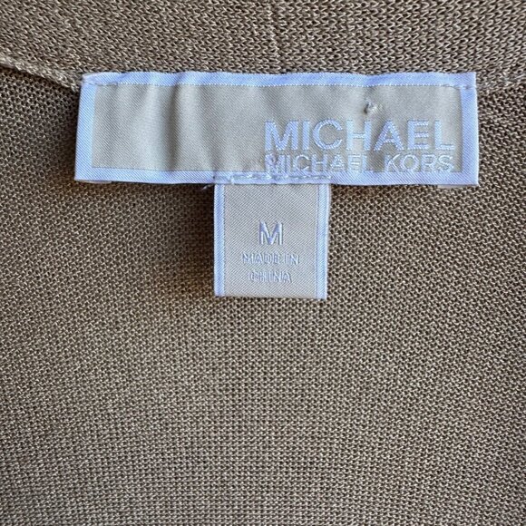 MICHAEL Michael Kors Long Sleeve Golden Brown Open Front Cardigan Sweater Size M - Picture 3 of 10